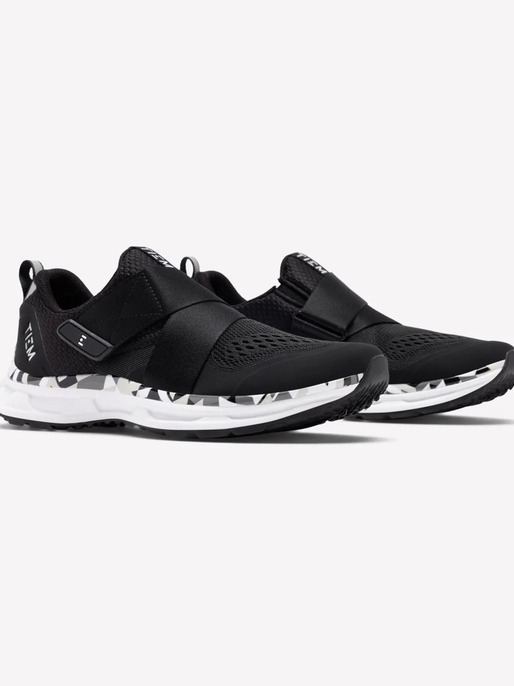 Tiem Black and White Geometric Cycling Shoes
